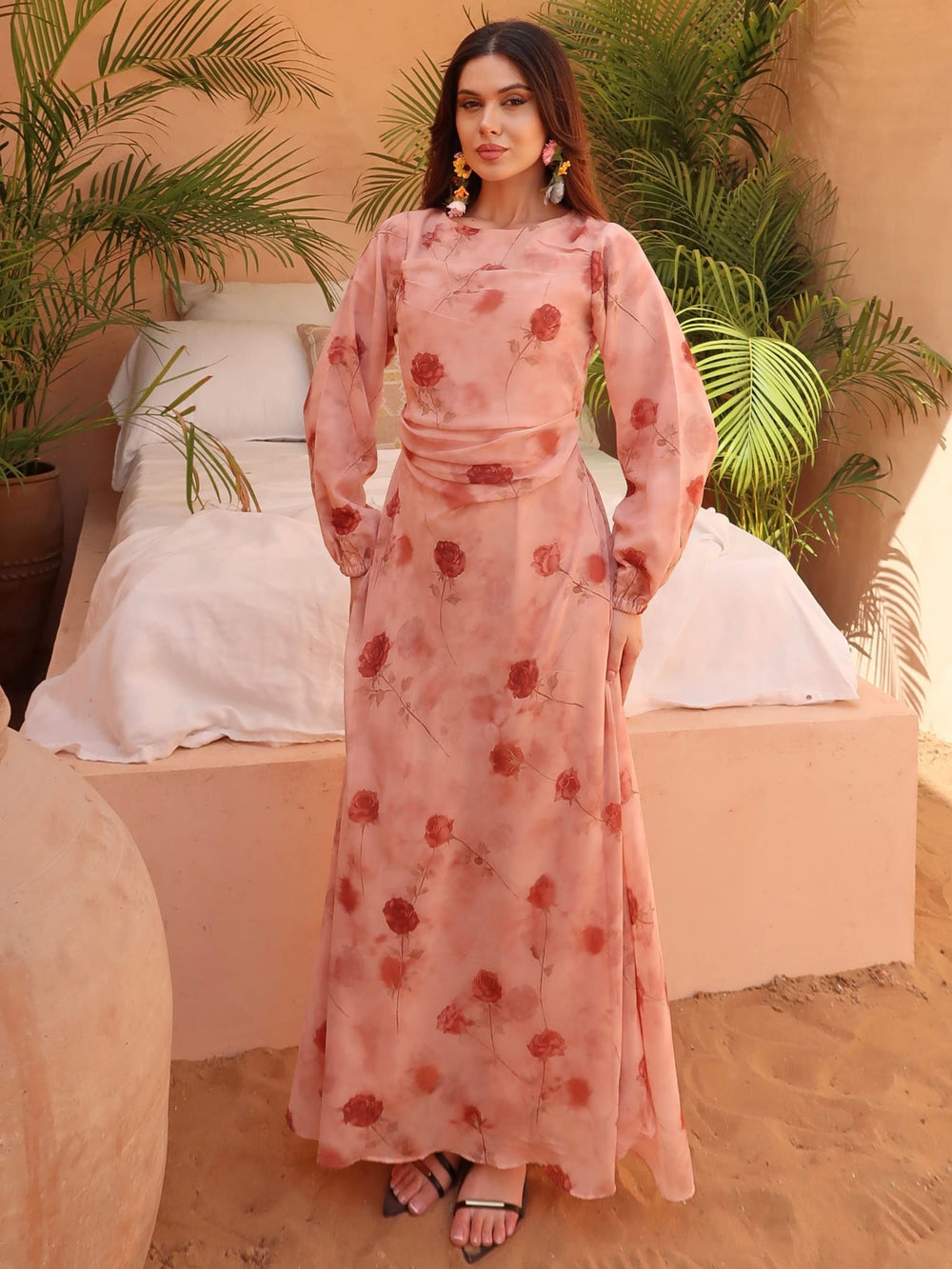 Liana Rose Printed Pleat Dress