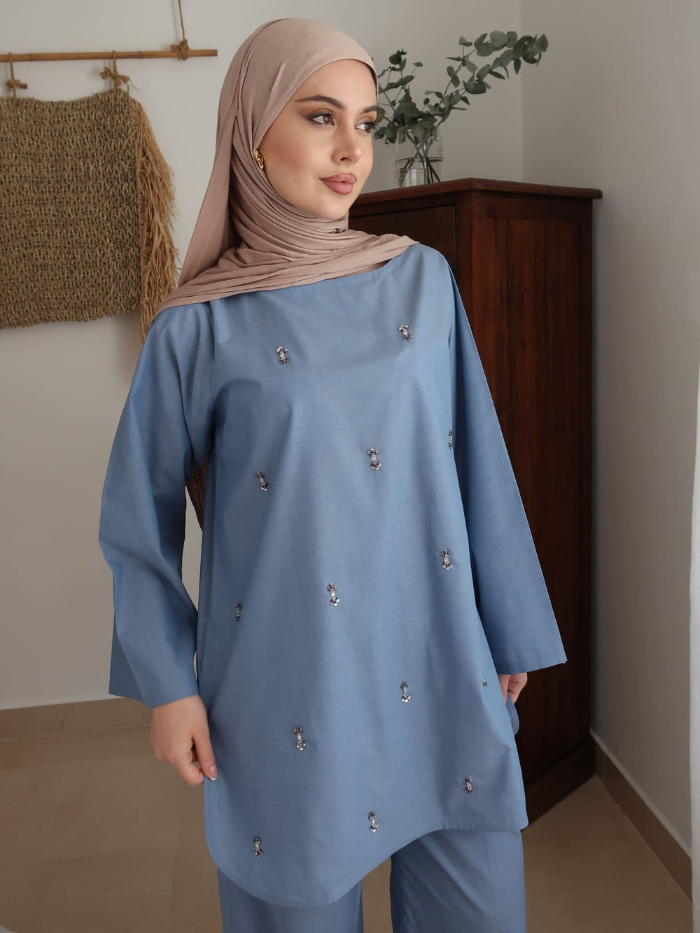 Kiara Blue Embellished Shirt