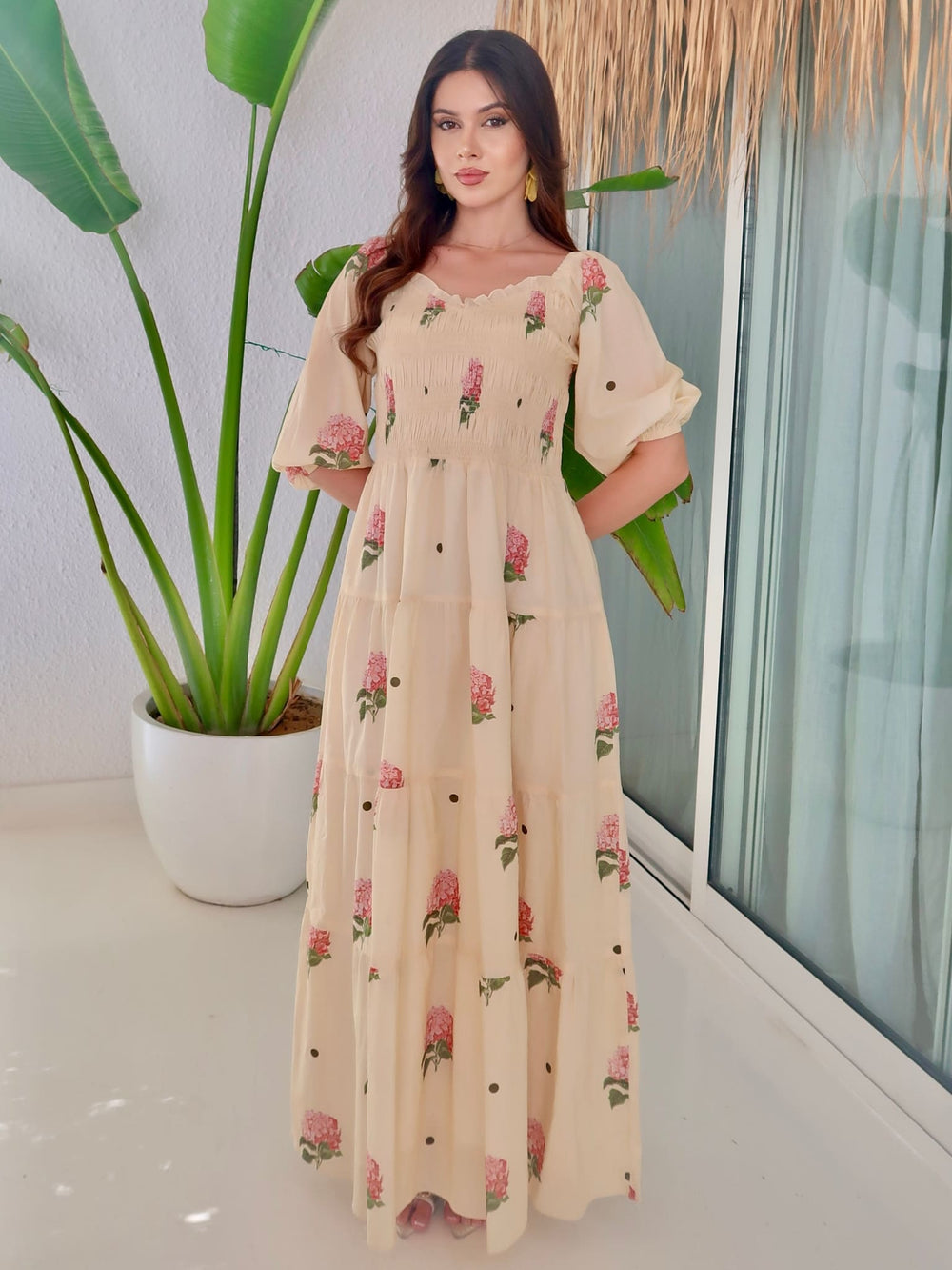 Pop Pasture Lemon Smock Long Dress