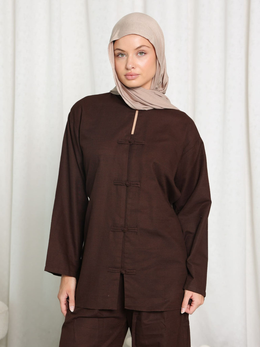Denzel Brown Knot Closure Shirt