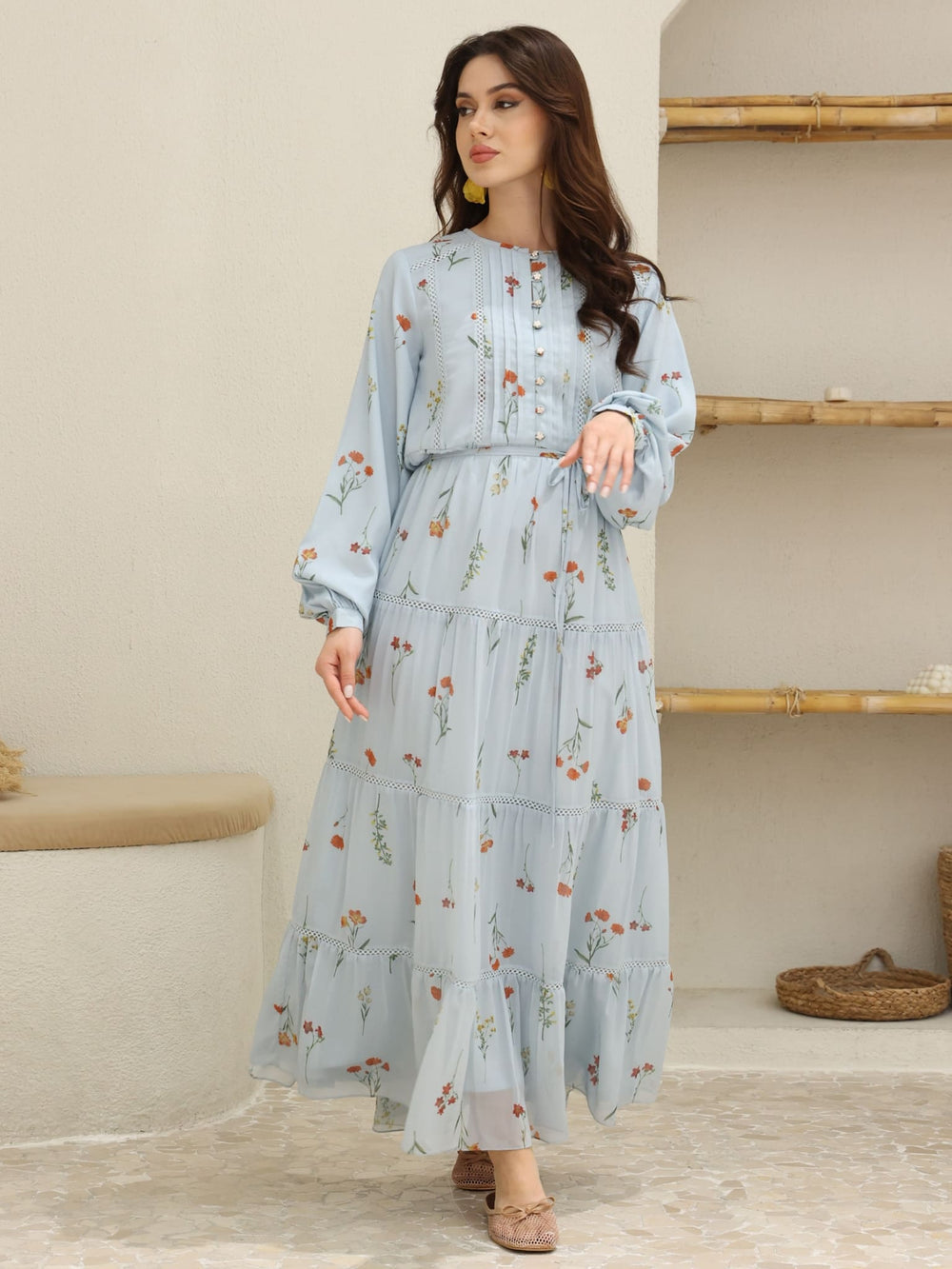 Irelia Blue Long Floral Dress