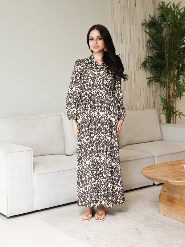 Inkris Brown Long Dress With Pockets