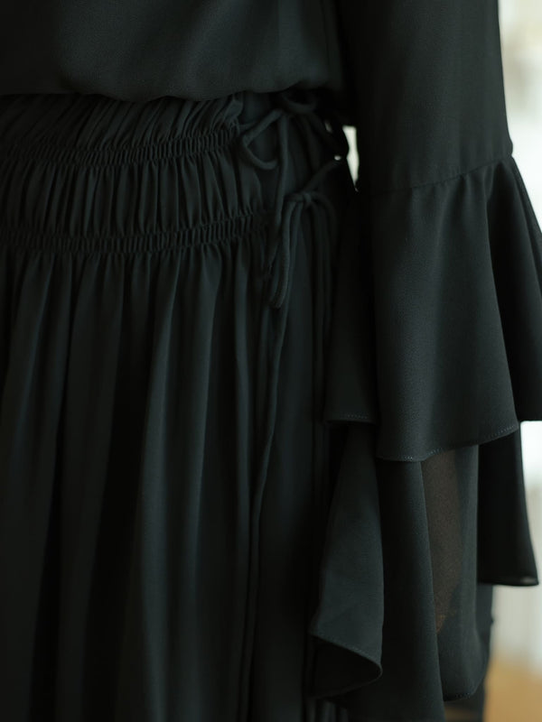 Rumi Ruching Black Skirt