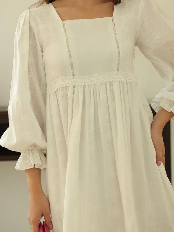 white laser cut dress Laser Cut Shirt Dress in white  Style Cheat