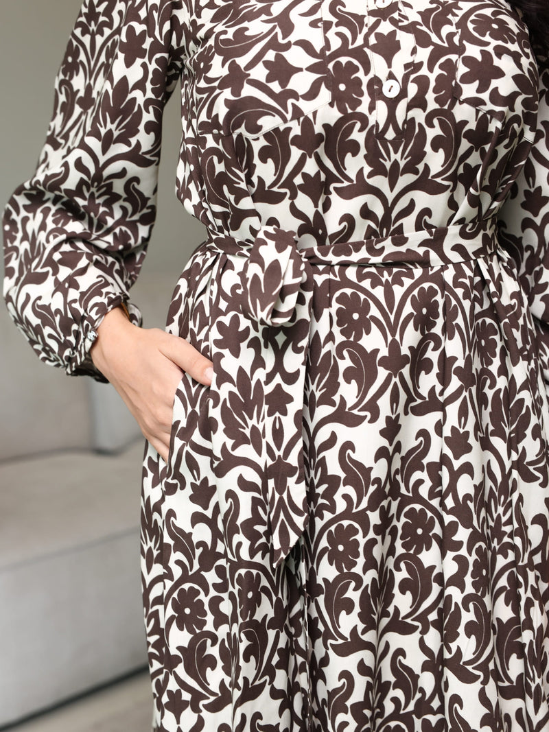 Inkris Brown Long Dress With Pockets