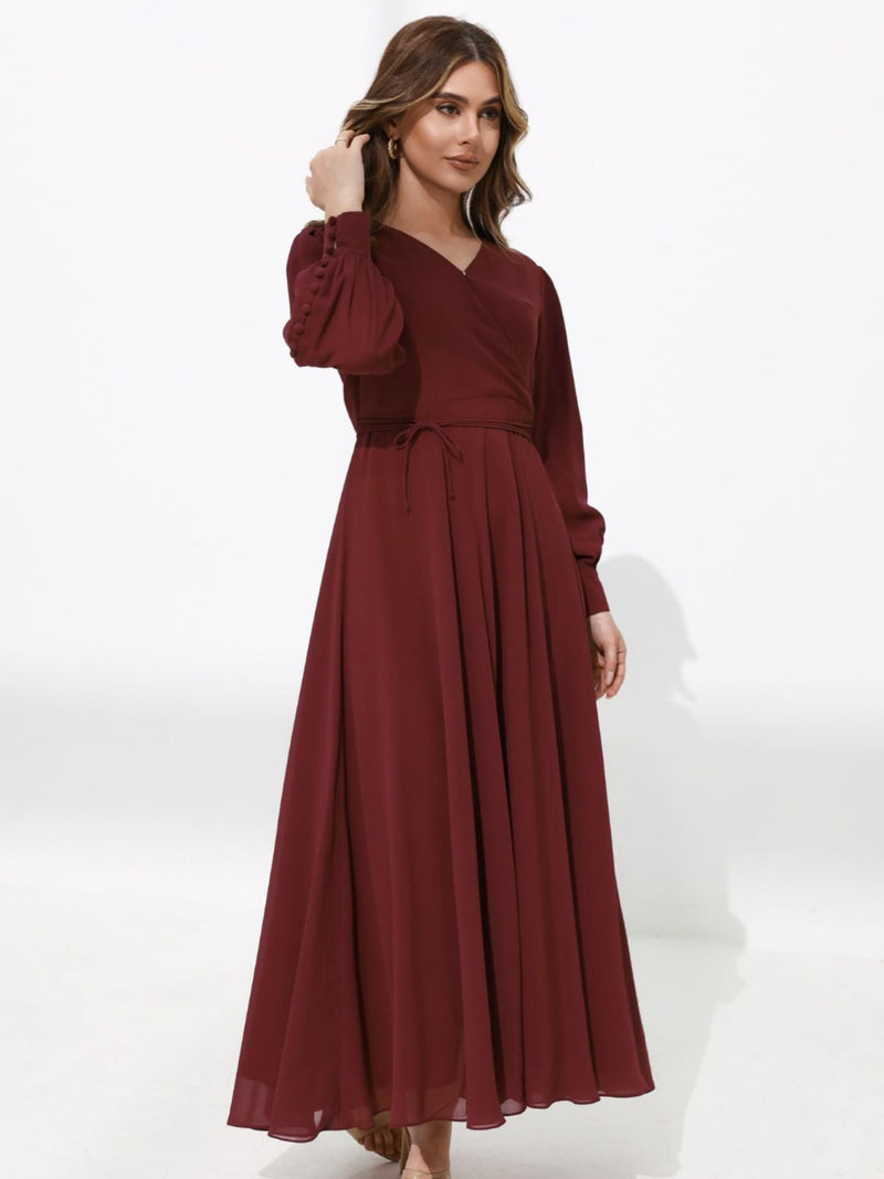 Gracie Maroon Solid Long Dress Gracie Maroon Solid Long Dress