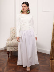 Eliza White Cotton Jersey Dress