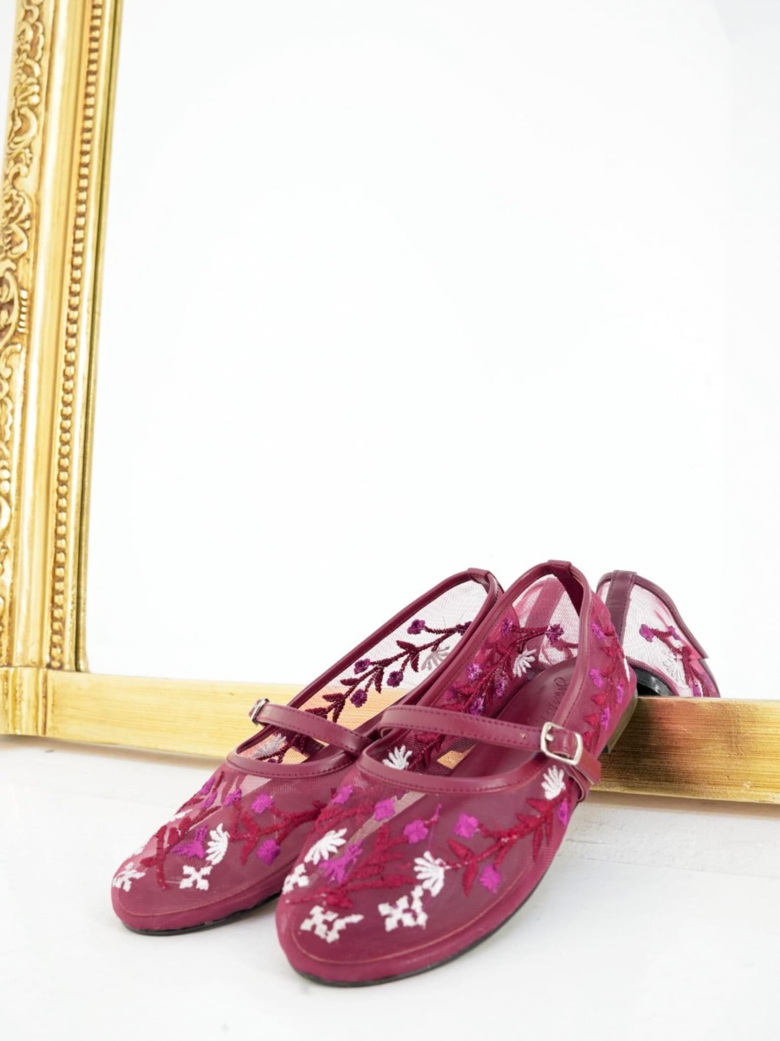 Deep Plum Floral Flats