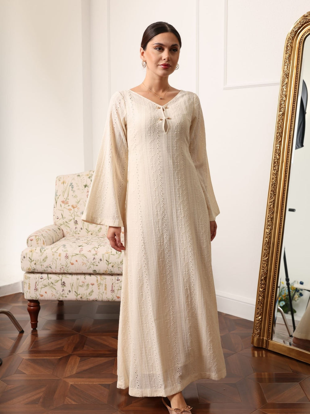 Emrisa Beige Crochet Dress