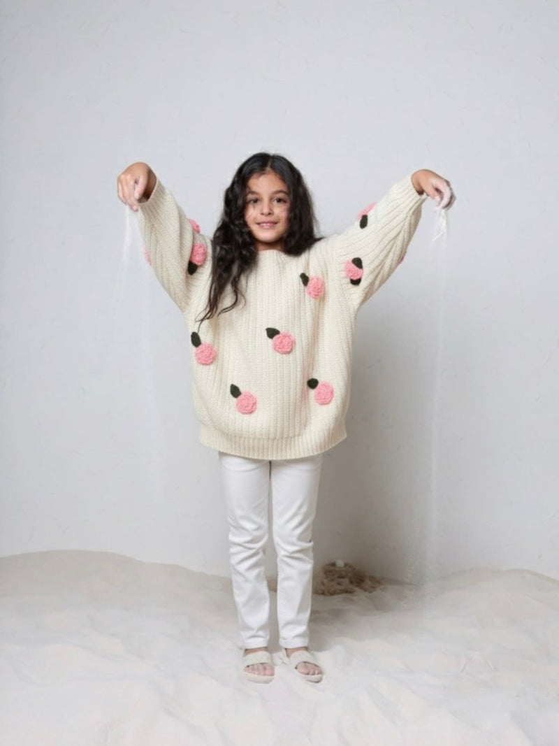 Mini Rosey Hand Knitted Sweater For Girls