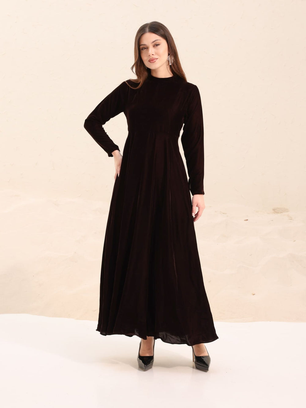 Shawn Brown Velvet Long Dress