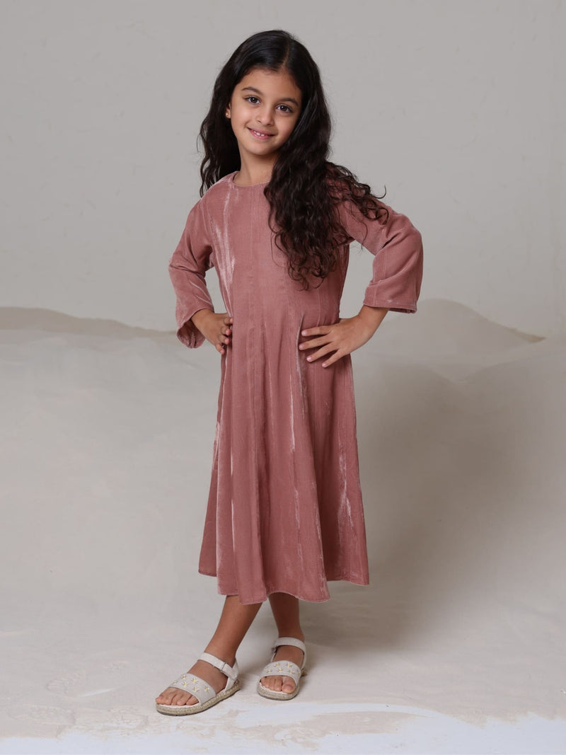 Mini Jezebel Velvet Panel Dress For Girls