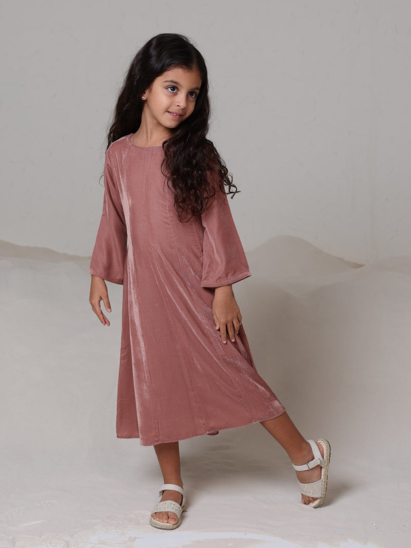 Mini Jezebel Velvet Panel Dress For Girls