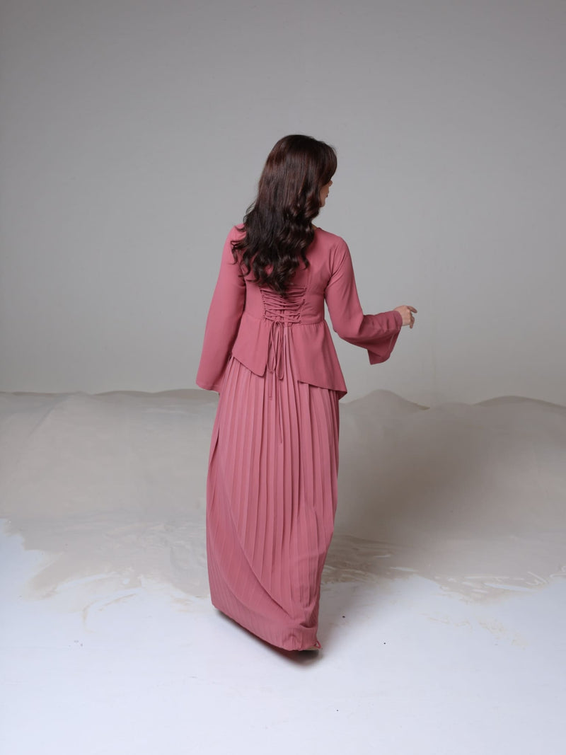 Celestine Pink Pleated Long Dress