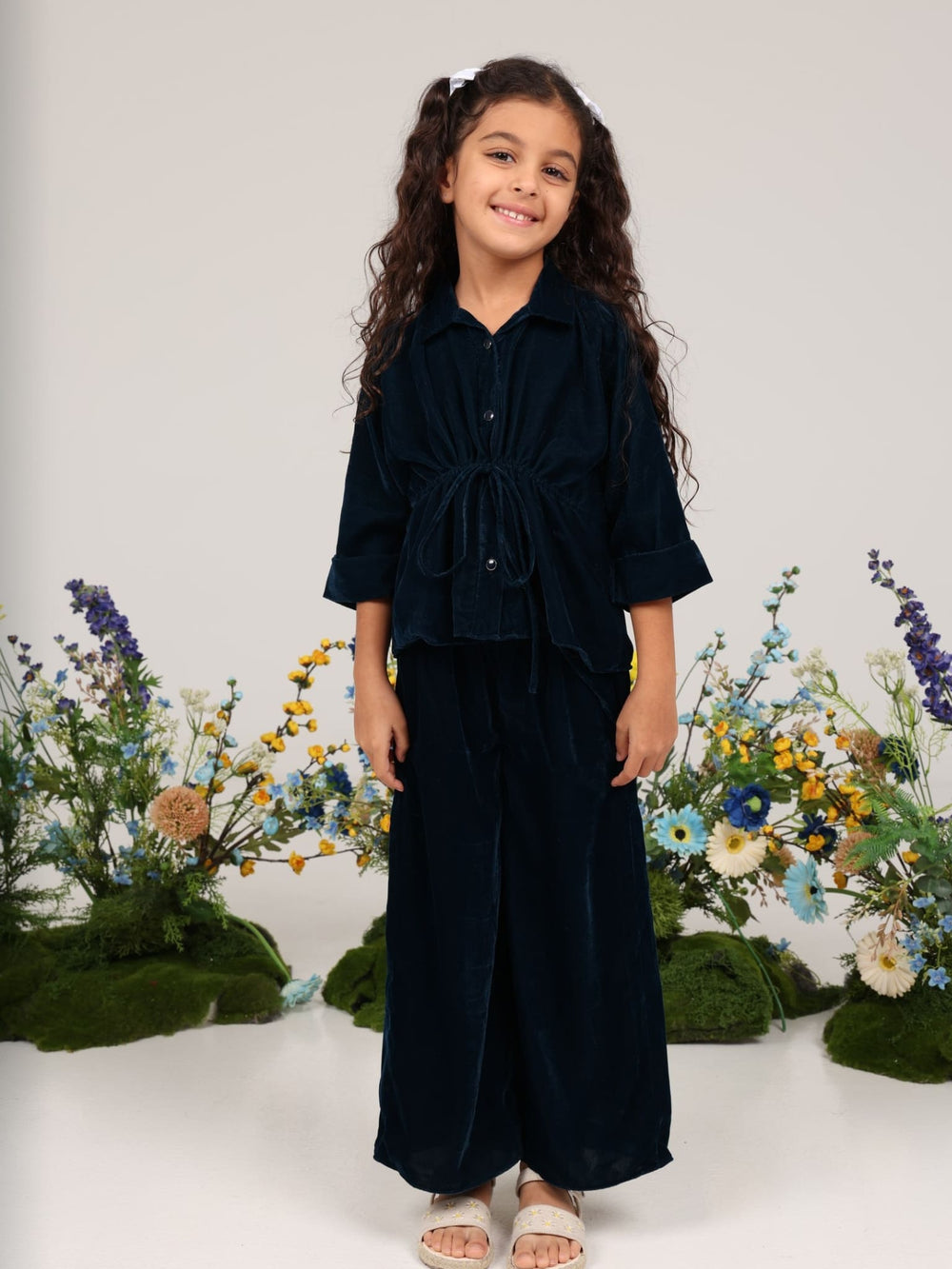 Mini Anthea Blue Velvet Co Ord Set