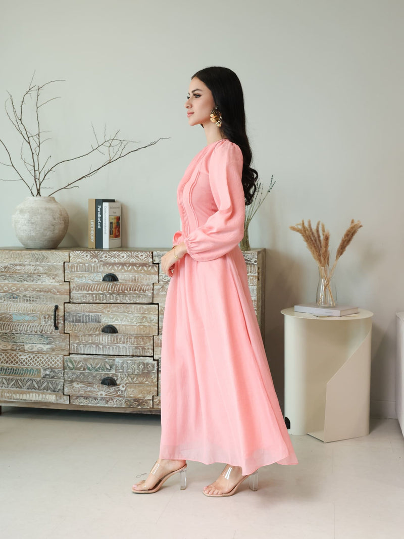 Muffelle Pink Pleated Dress