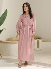 Melanie 3D Flower Mauve Long Dress