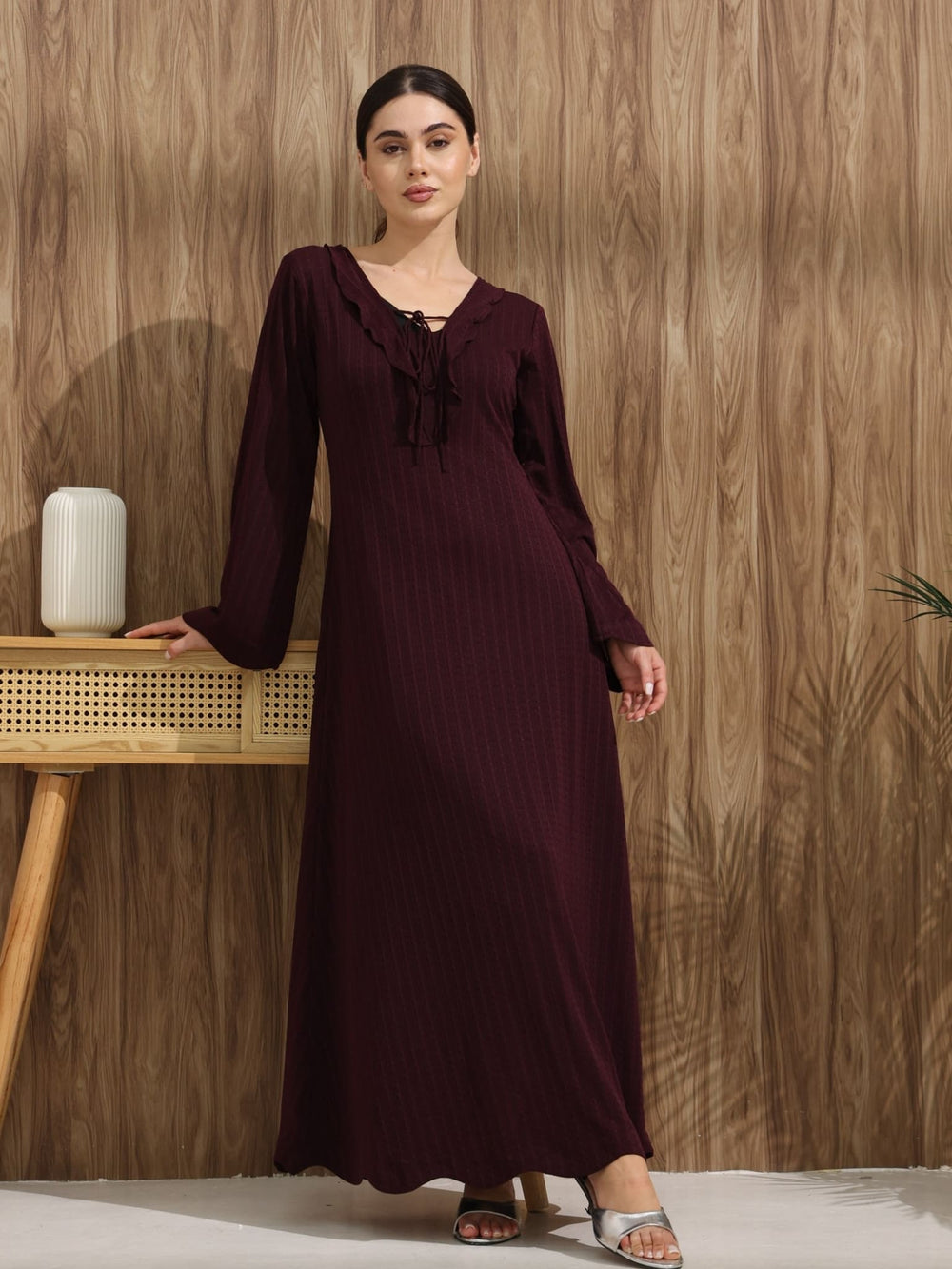 Marga Crochet Frill Long Dress