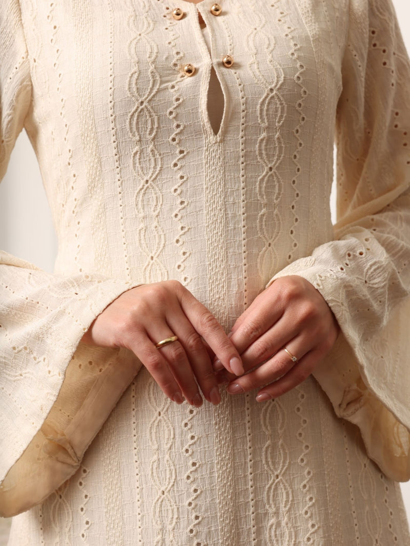 Emrisa Beige Crochet Dress