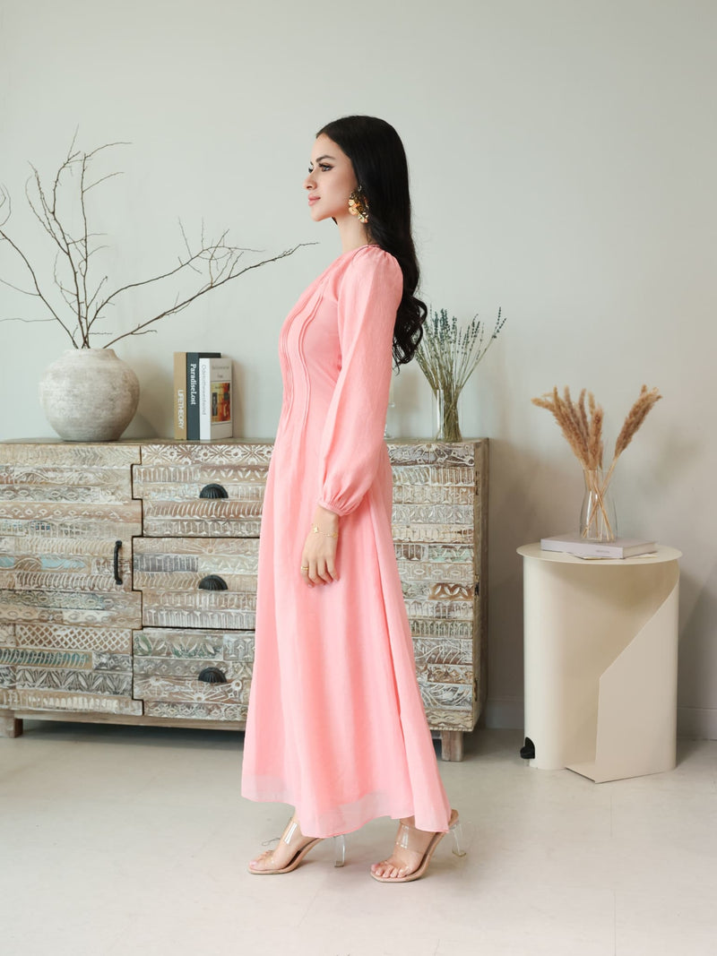 Muffelle Pink Pleated Dress