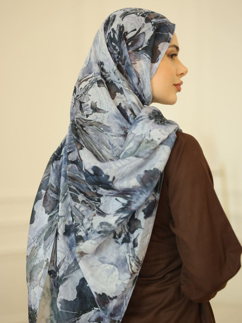 Black Viola Printed Hijab