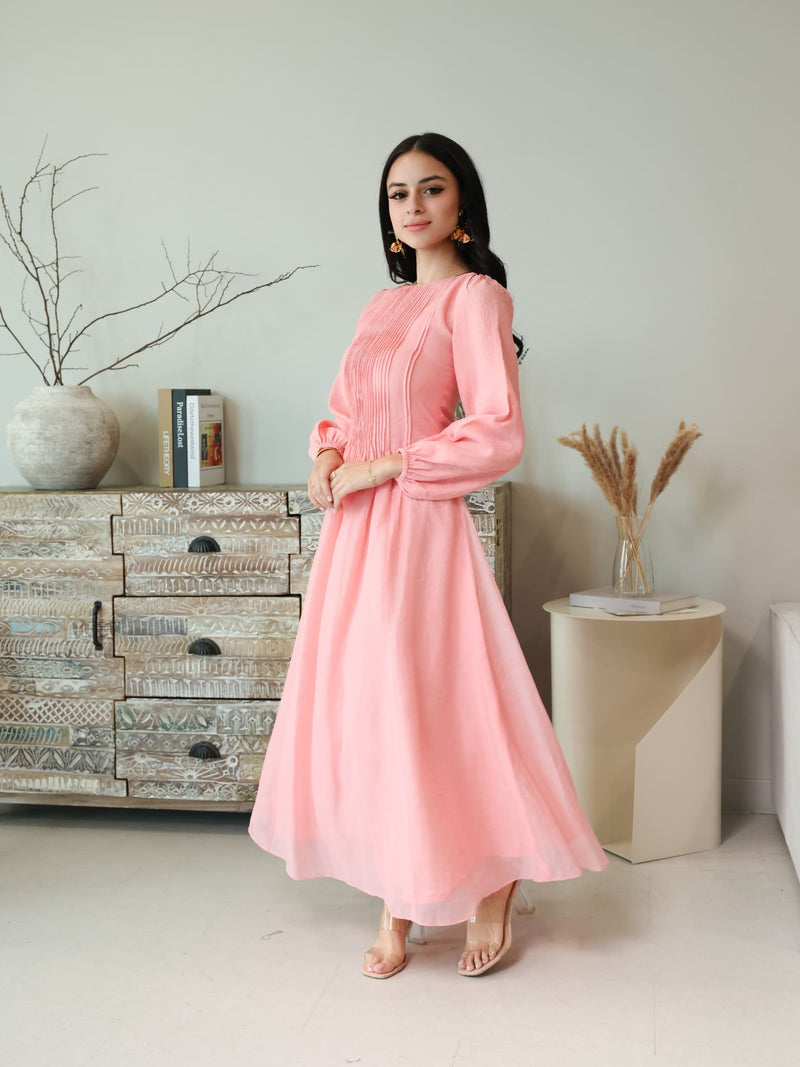 Muffelle Pink Pleated Dress