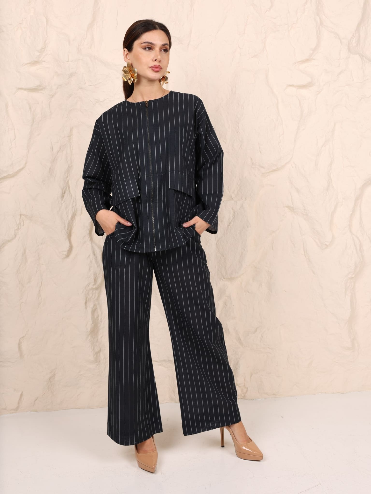 Acacia Stripe Zipper Shirt