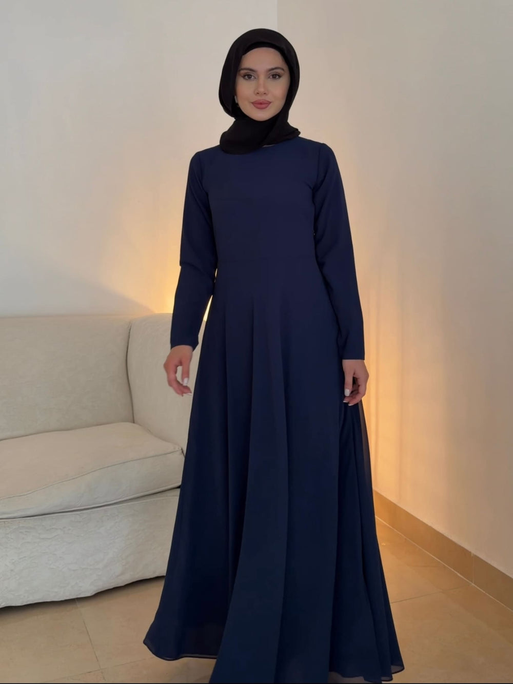 Mable Navy Blue Chiffon Dress