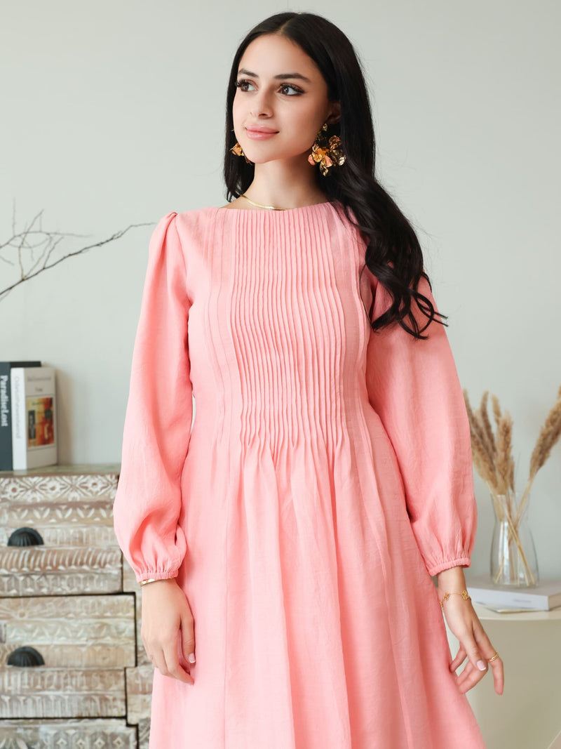 Muffelle Pink Pleated Dress