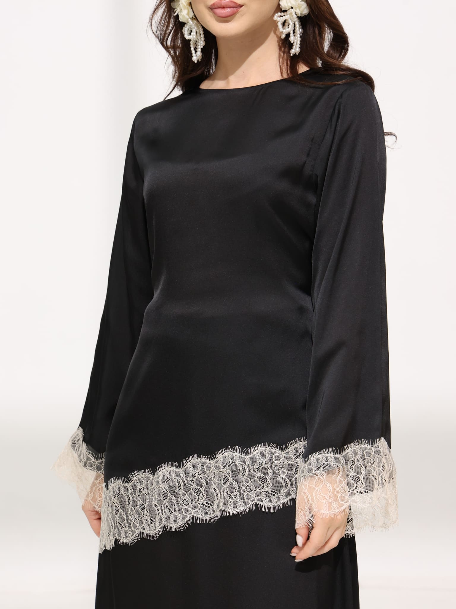 Harlyn Black And Cream Lace Shirt