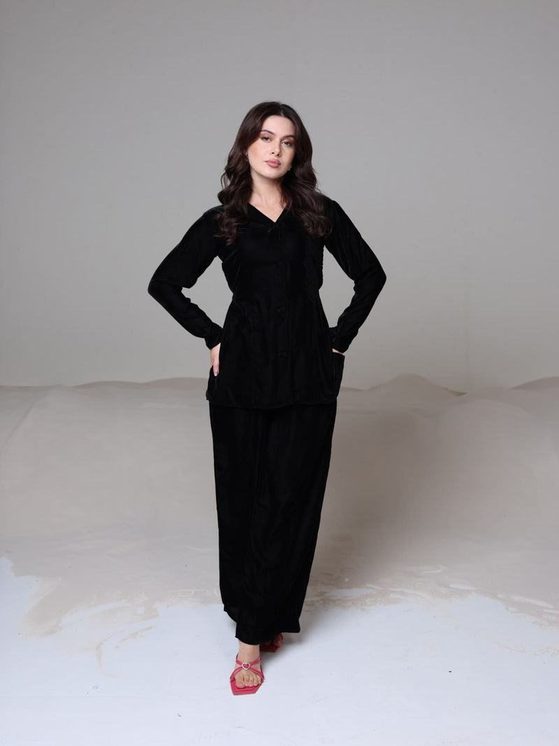 Oriana Black Velvet Co Ord Set