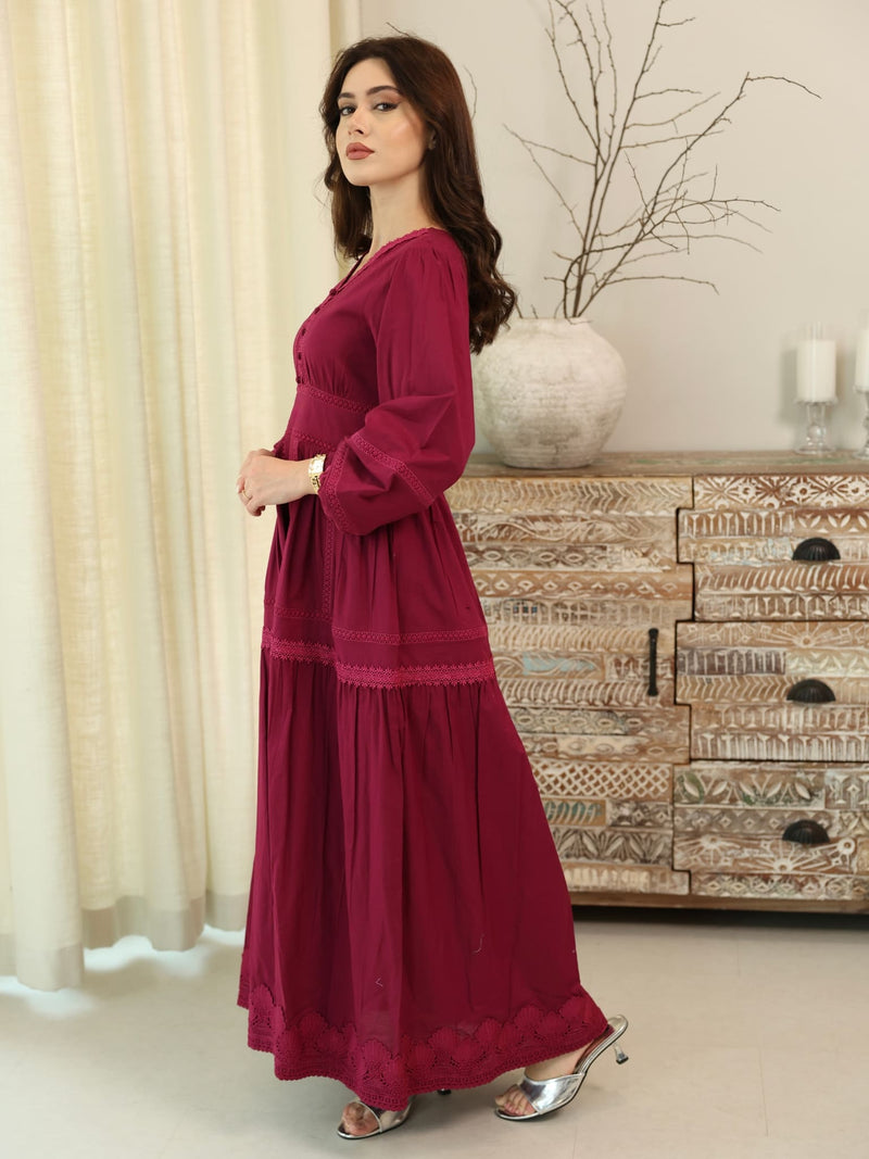 Celosia Plum Lace Long Dress