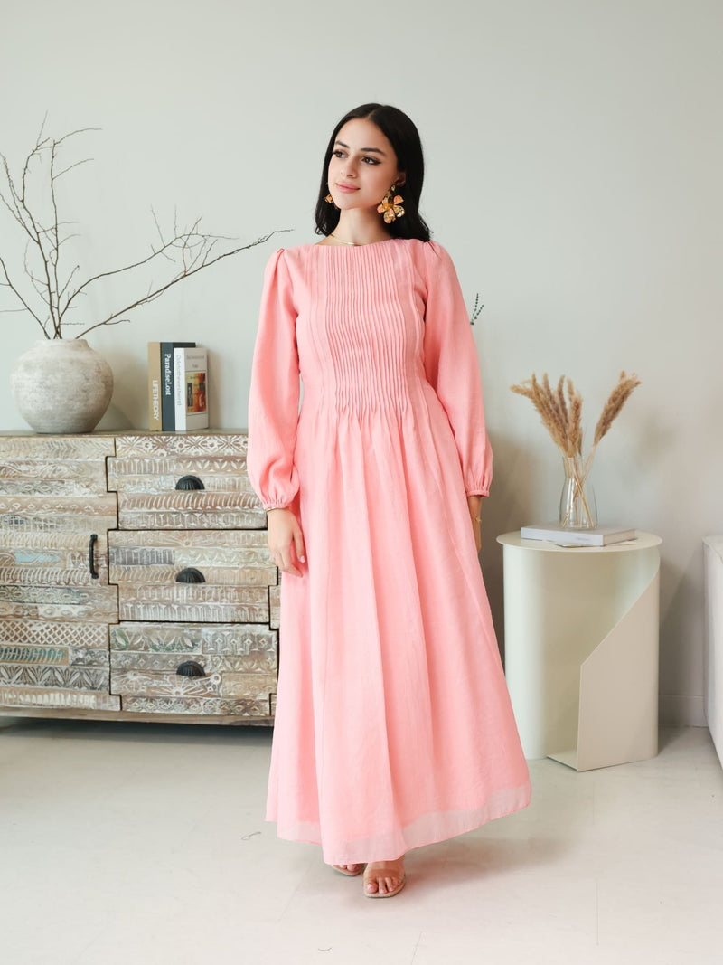 Muffelle Pink Pleated Dress