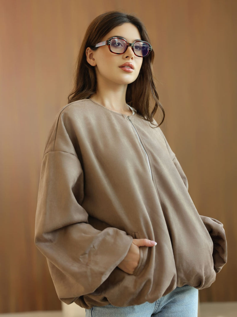 Gathered Coffee Brown Jacket