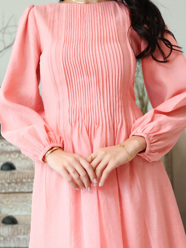 Muffelle Pink Pleated Dress