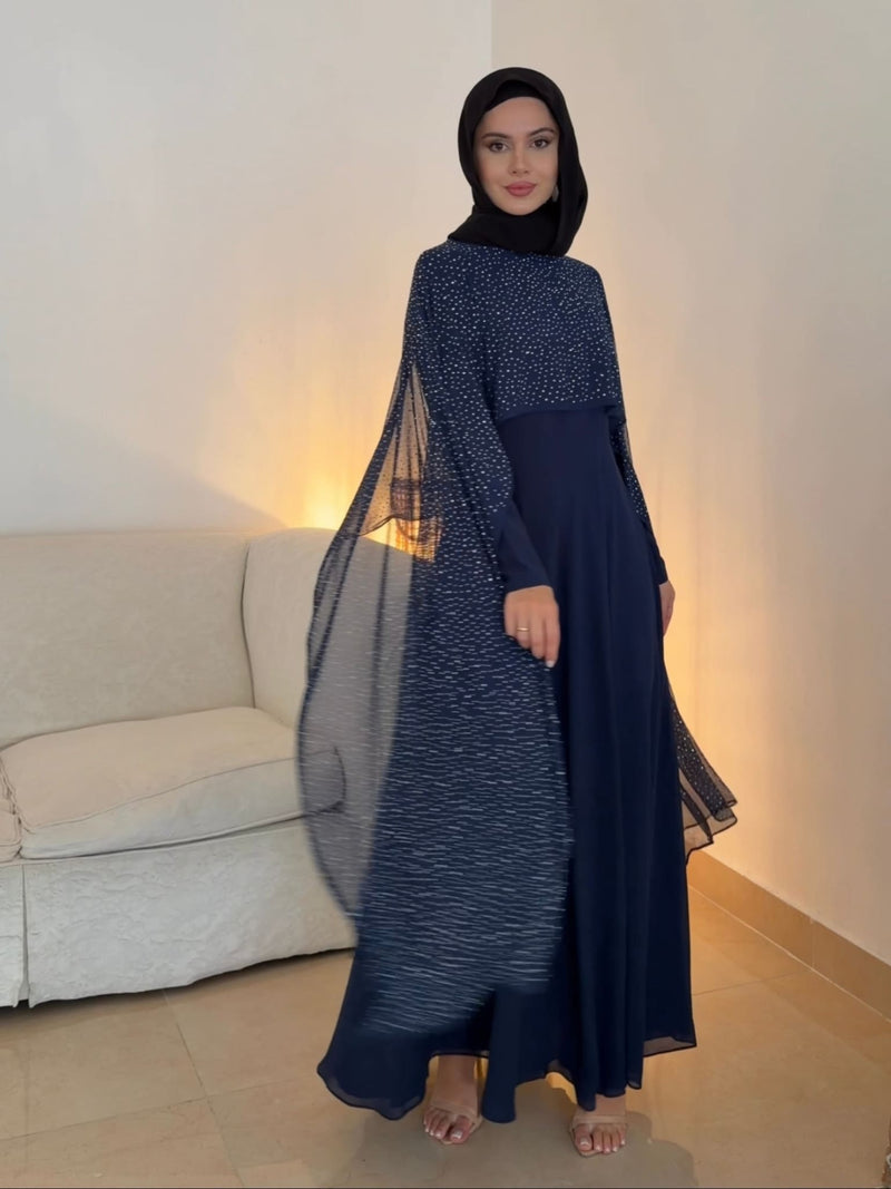Mable Navy Blue Chiffon Dress
