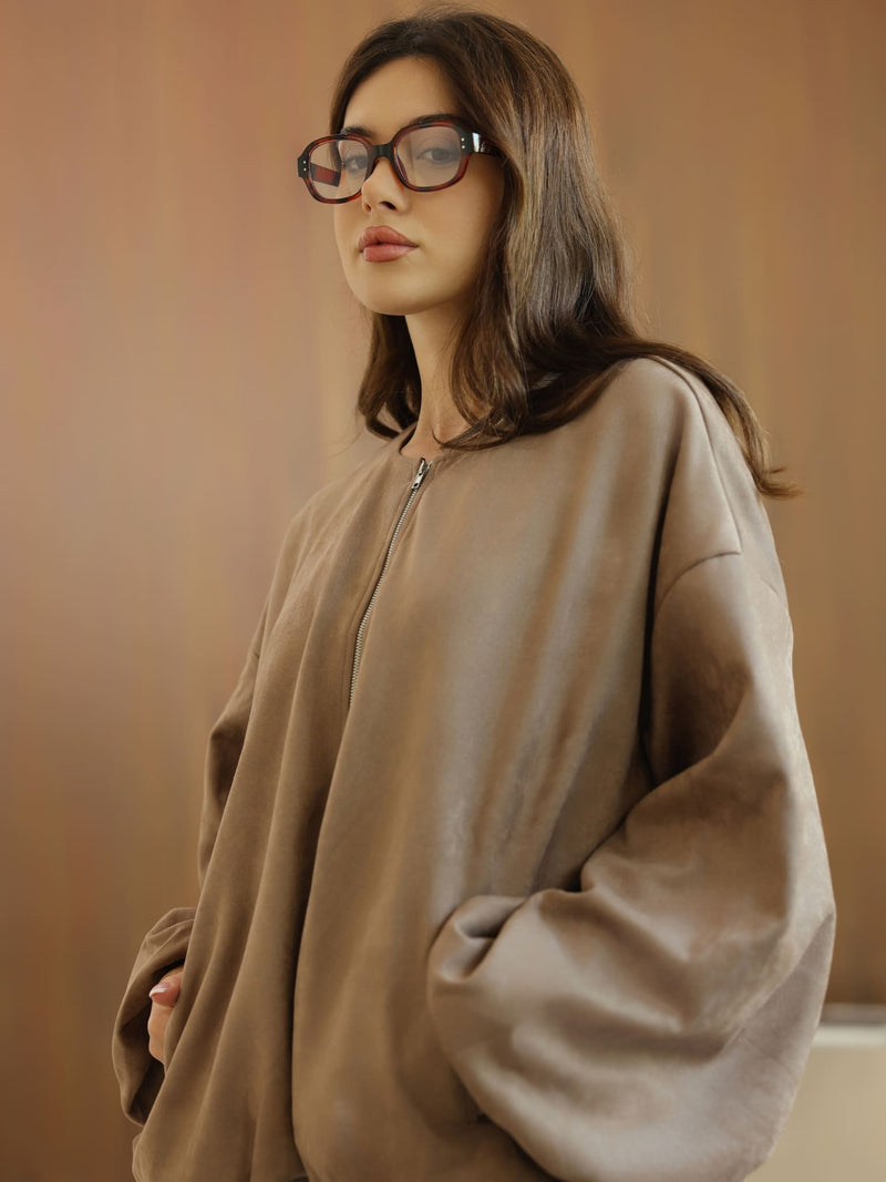 Gathered Coffee Brown Jacket