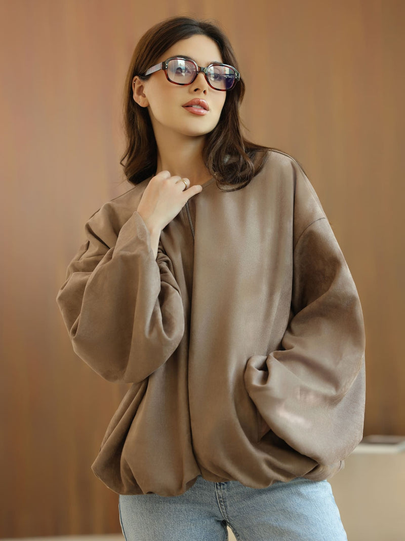Gathered Coffee Brown Jacket