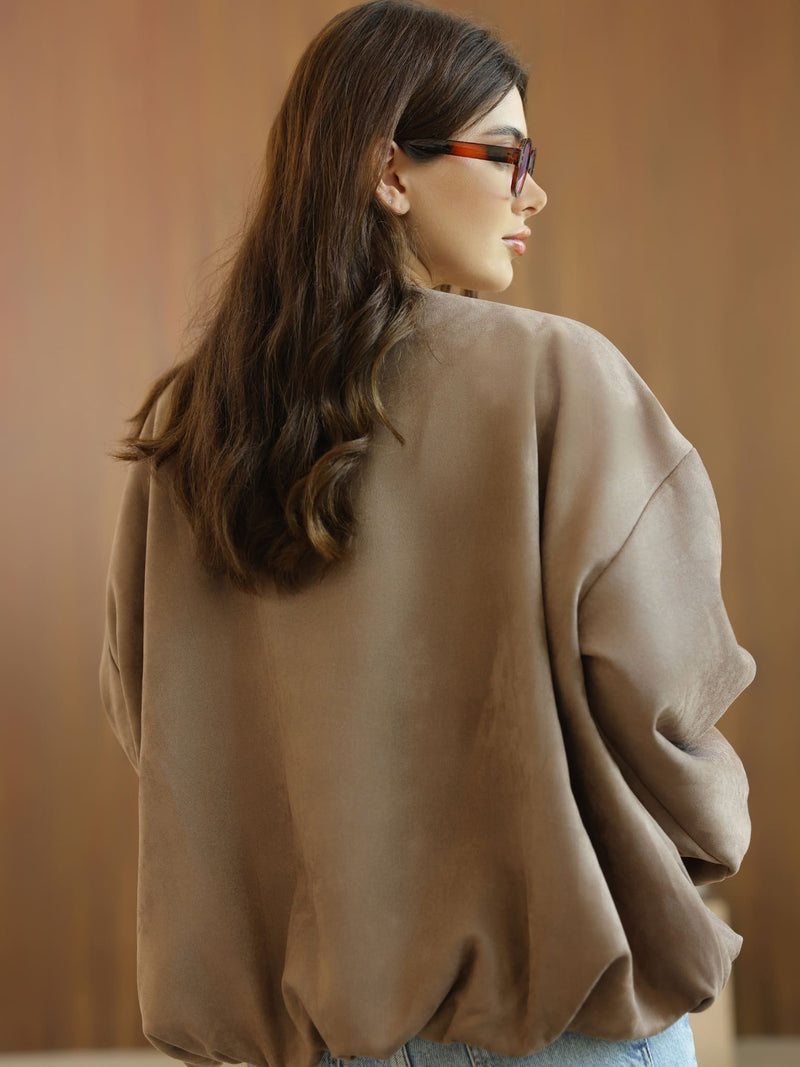 Gathered Coffee Brown Jacket