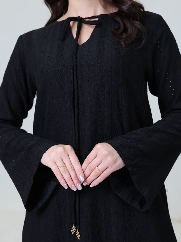 Mirrian Black Crochet Dress