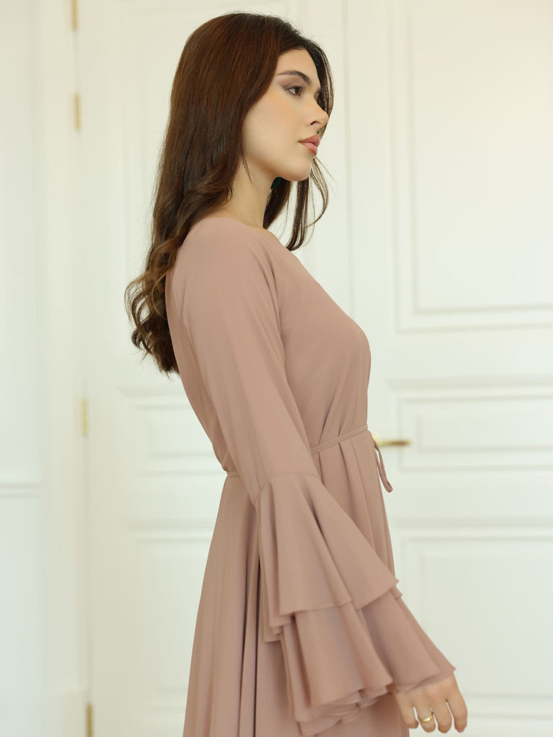Anna Peach Chiffon Long Dress