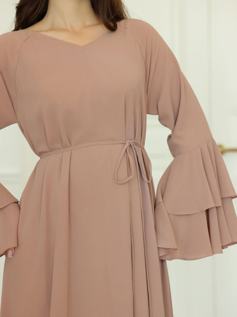 Anna Peach Chiffon Long Dress
