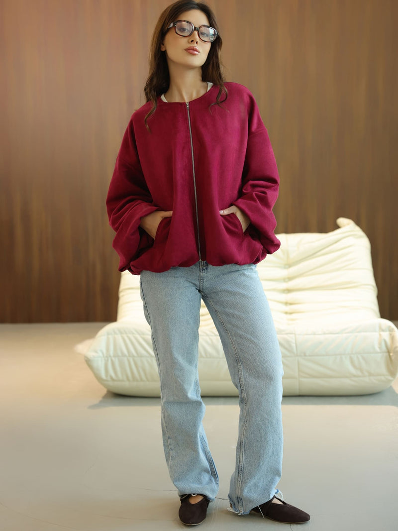 Gathered Plum Jacket