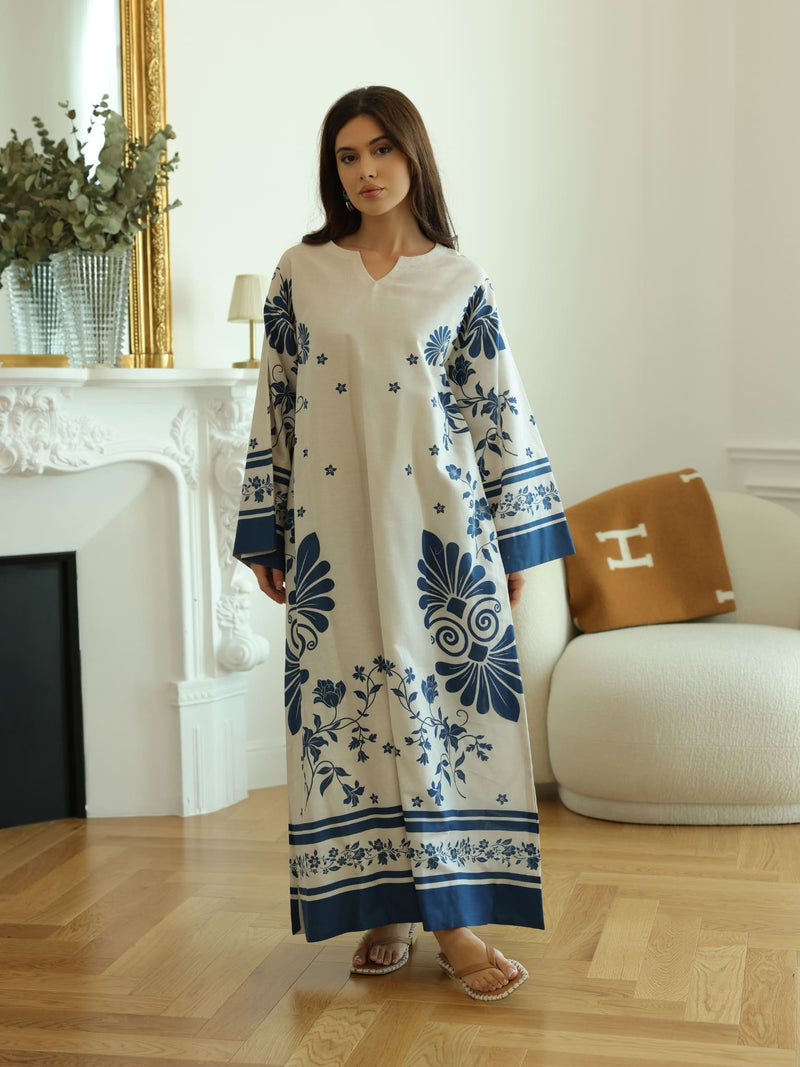 Vintsil Blue Khaddi Long Tunic With Pockets