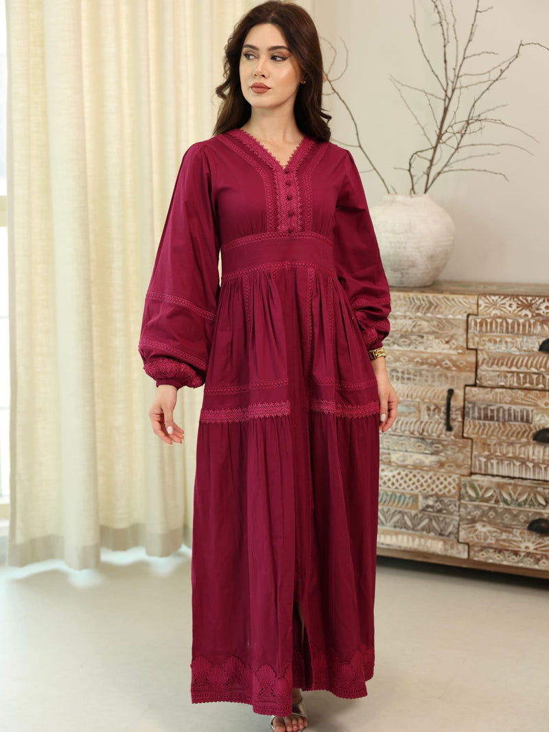 Celosia Plum Lace Long Dress