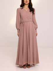 Gracie Beige Solid Long Dress