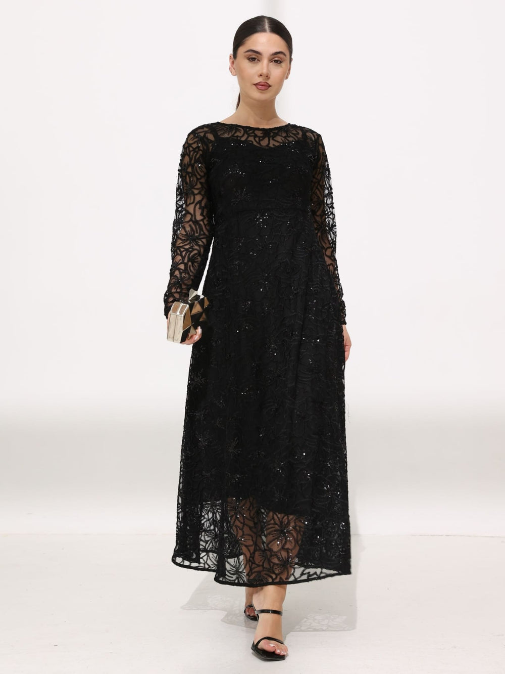 Belsy Black Sequin Long Dress