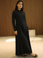 Haelin Panel Black Dress Full Sleeve