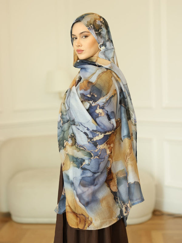 Ash Marble Printed Hijab