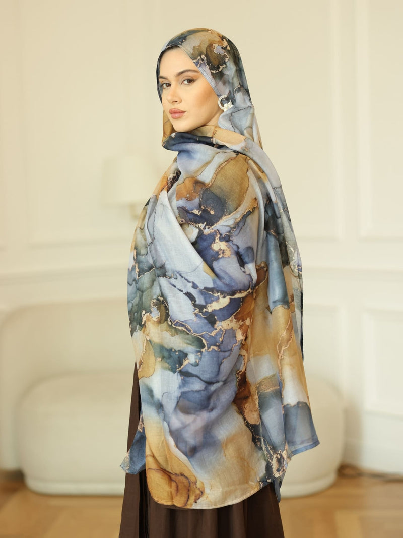 Ash Marble Printed Hijab